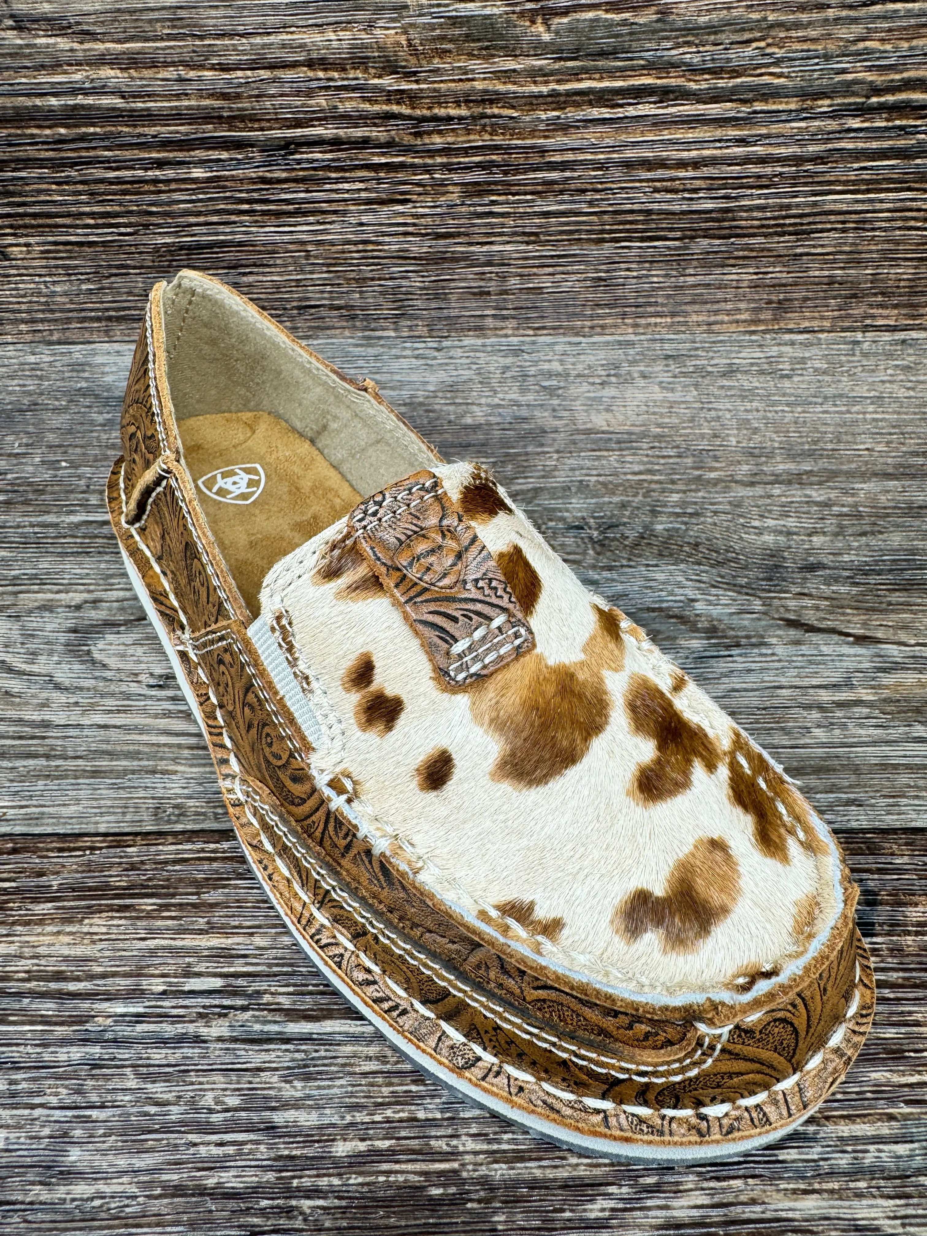 10053680 Women's Floral Tooled Cruiser in Cow Print by Ariat