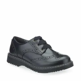 Angry Angels Girls School Shoe Impulsive Black Leather