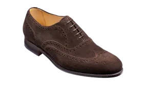 Barker Malton Full Wing Brogue Shoe- Burnt Oak Suede