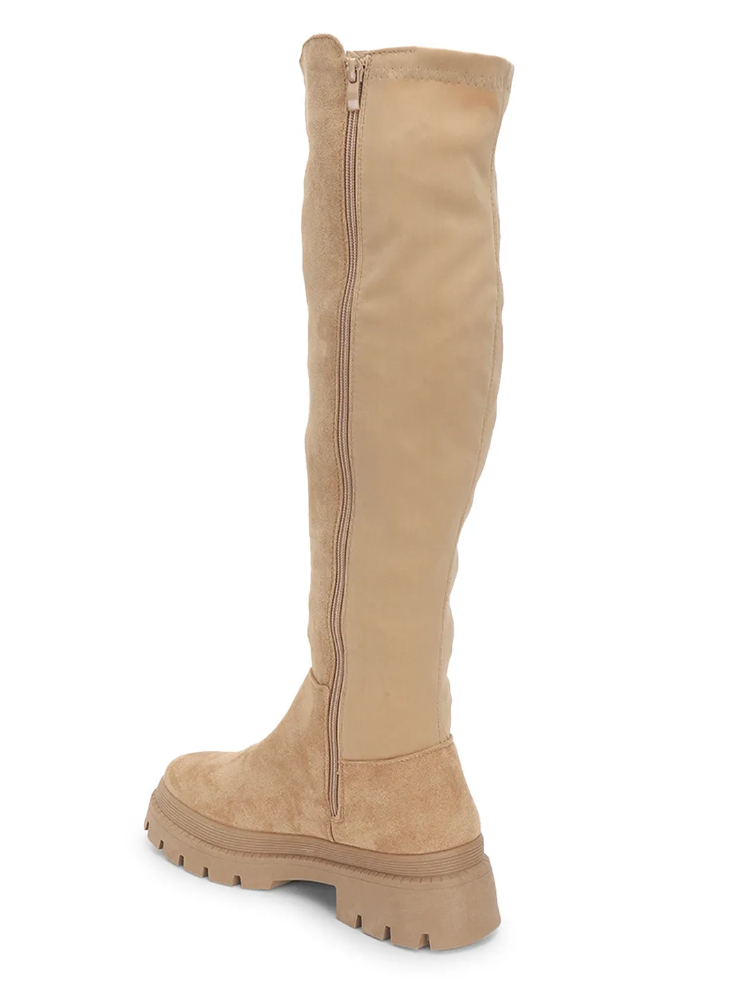 Beige Suede High-End-Fashion Stylish Knee Boots (TC-RS3668-BEIG)