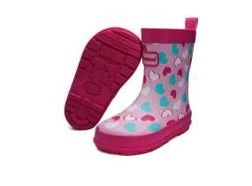 BELLE - Girls' Pink Love Heart Printed Rain Boots