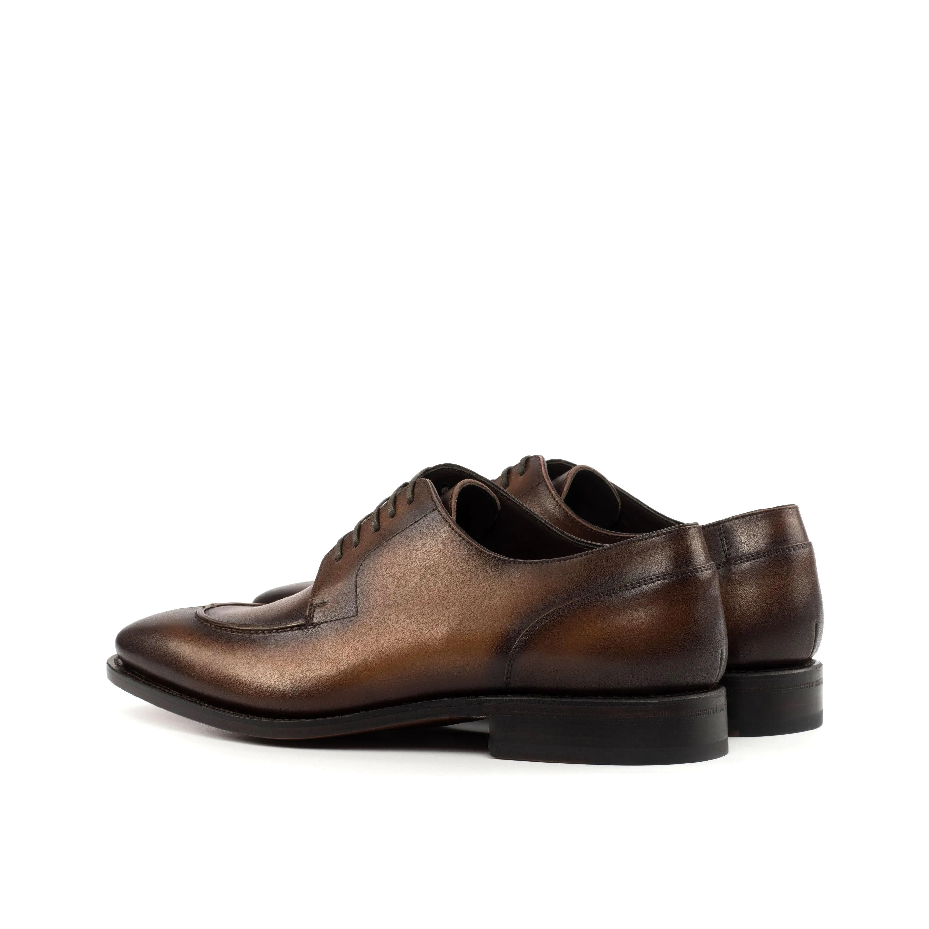 Burnished Brown Leather Split-Toe Derby Shoes