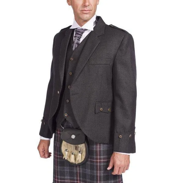 Charcoal Tweed Argyle Jacket 8 Yard Mediumweight Hebridean Tartan Kilt Outfit - Made to Order