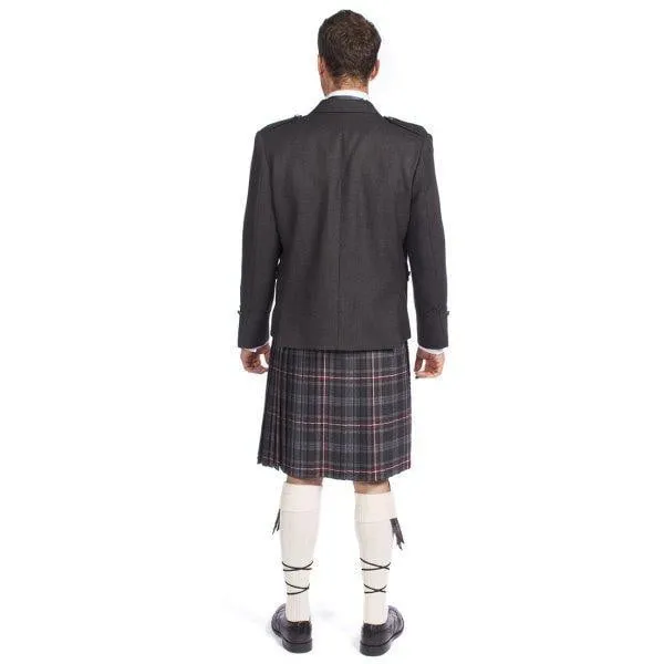 Charcoal Tweed Argyle Jacket 8 Yard Mediumweight Hebridean Tartan Kilt Outfit - Made to Order