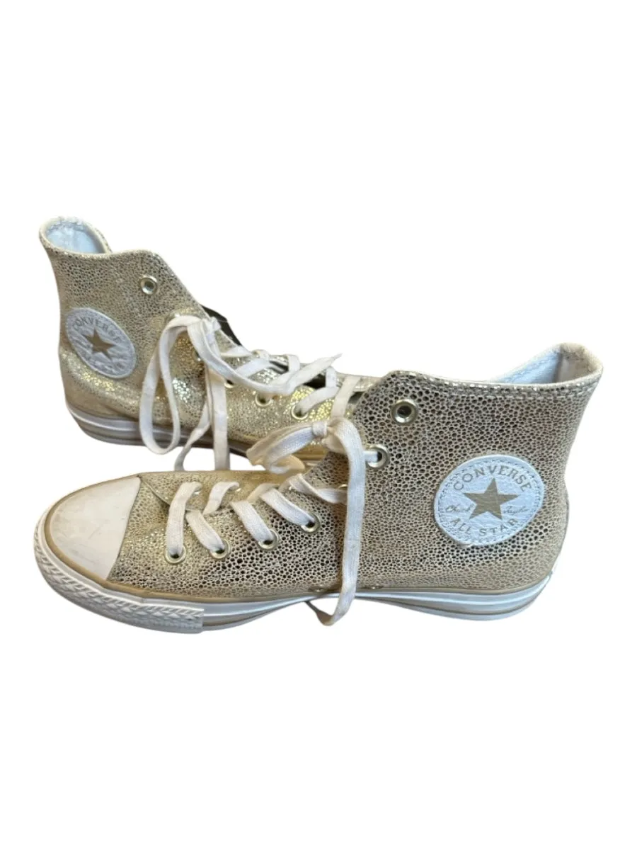 Converse Shoe Size 8 Gold Coated Canvas Metallic High Top Athletic Sneakers