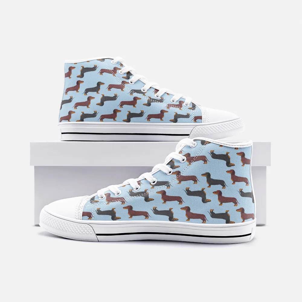 Dachshund Blue High Top Unisex Canvas Shoes