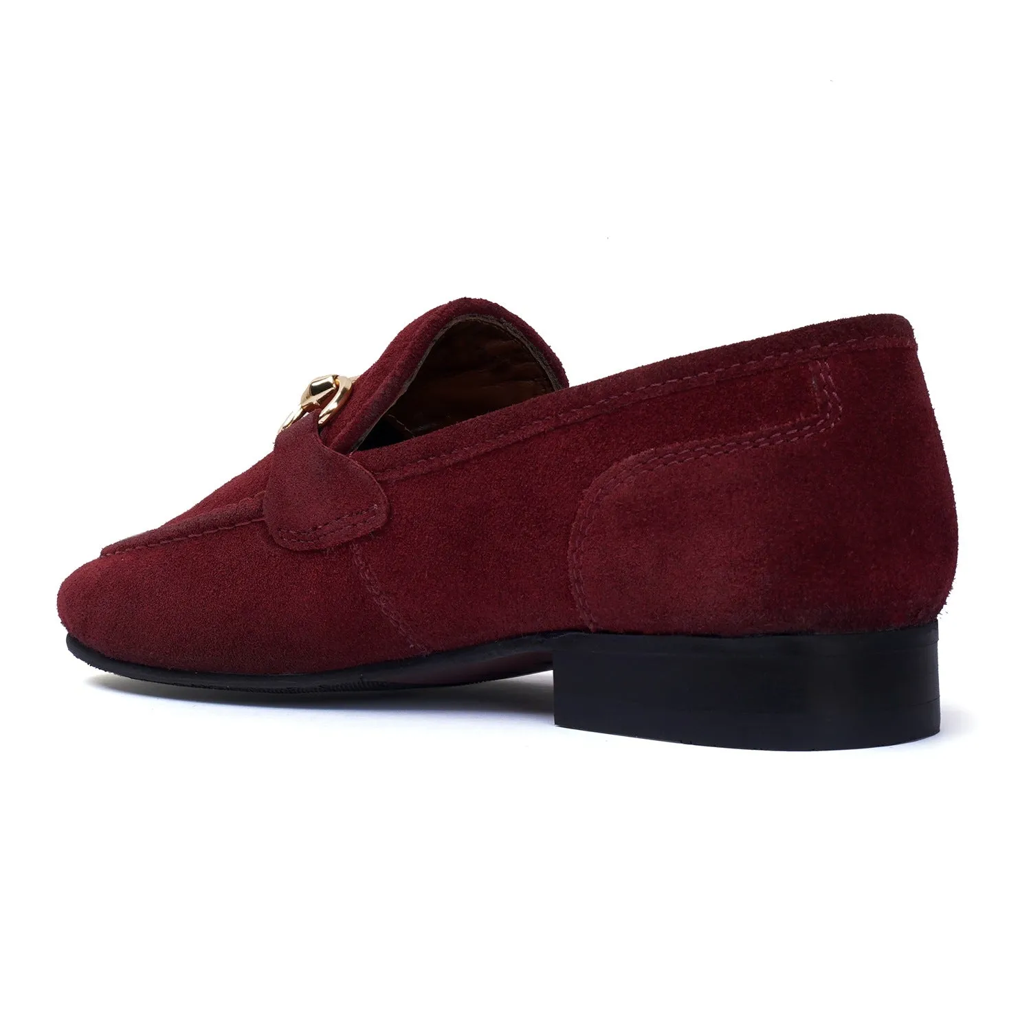 Flexible Back Comfortable Loafer in Red Suede Leather