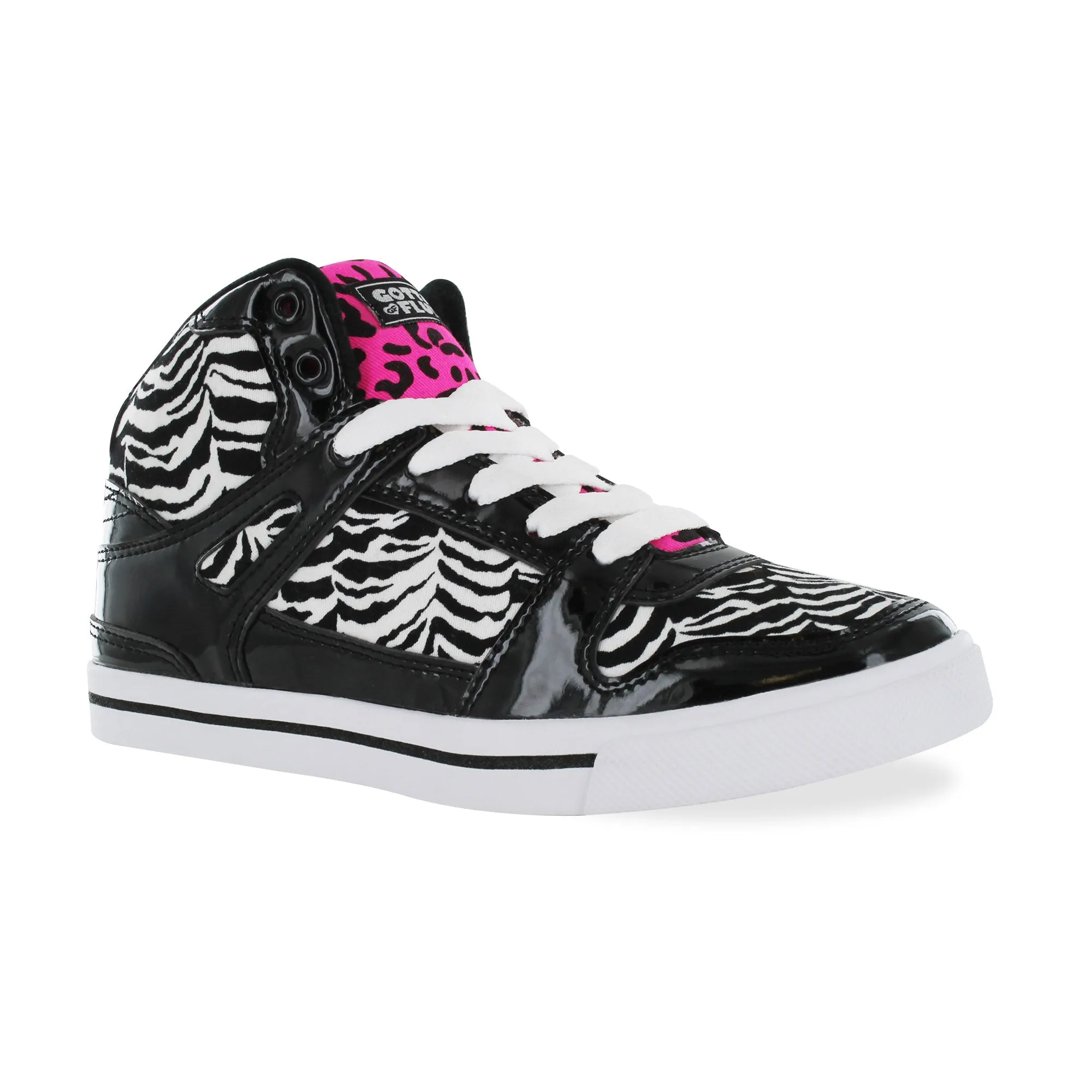 Gotta Flurt Girl's Hip Hop VI Black/White/Hot Pink Dance Sneaker