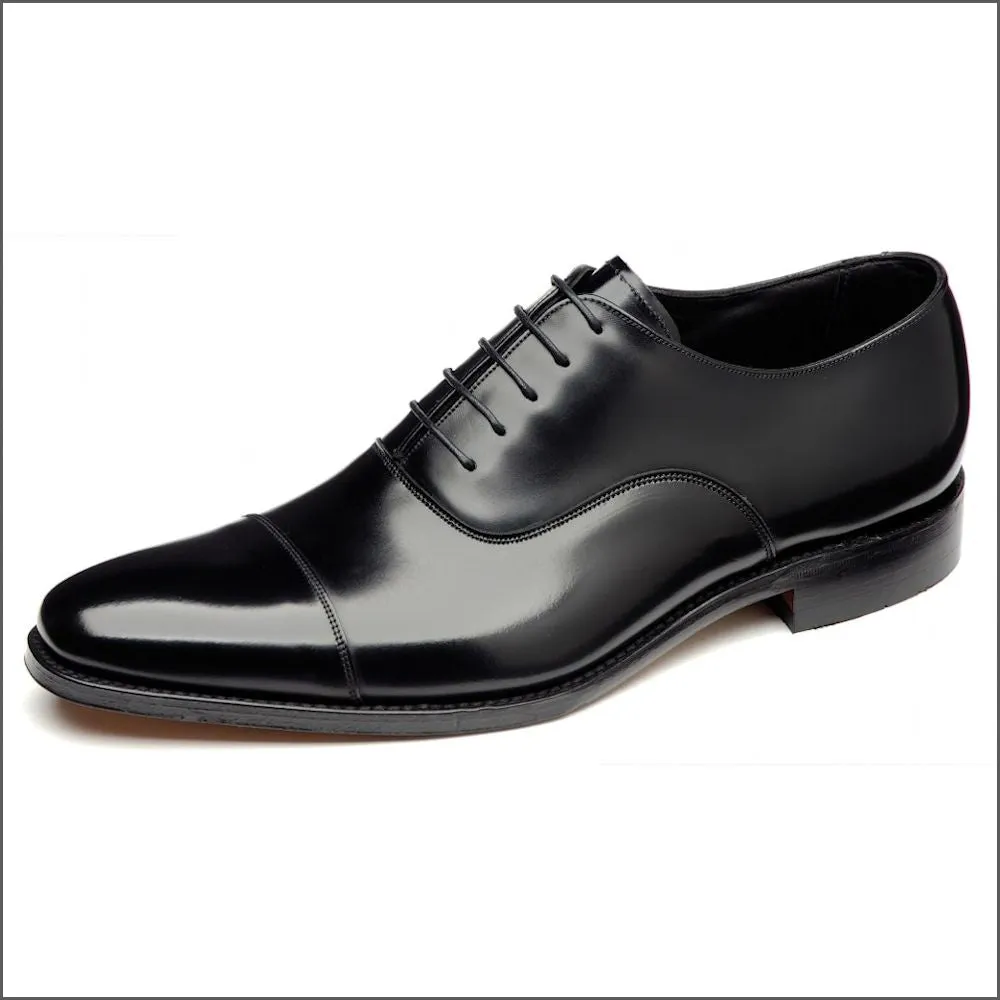 Loake Smith Black Toe Cap Oxford Shoe--