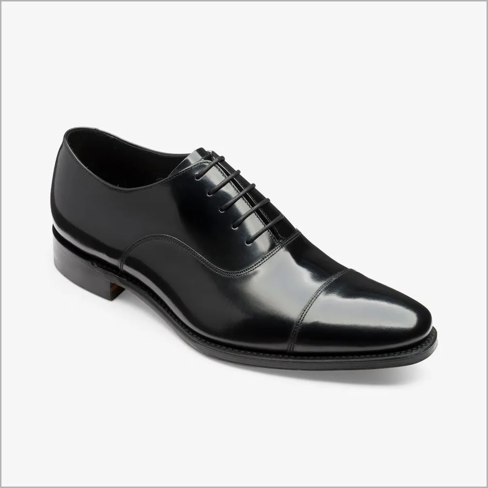 Loake Smith Black Toe Cap Oxford Shoe--