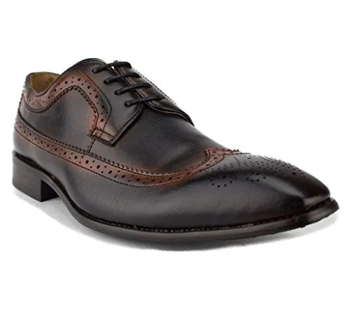 Men's 97713 Distressed Perforated Brogue Lace up Dress Shoes