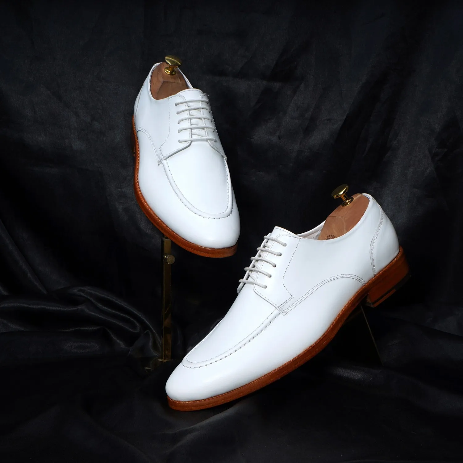 Men's Dress Formal Shoes in White Leather