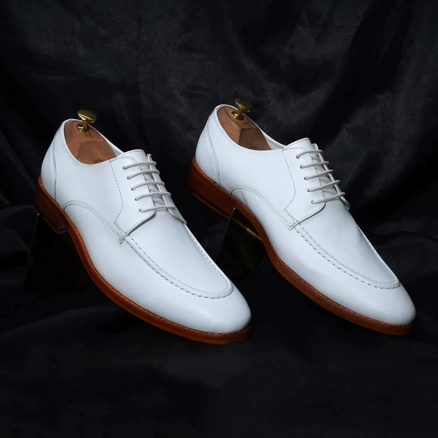 Men's Dress Formal Shoes in White Leather