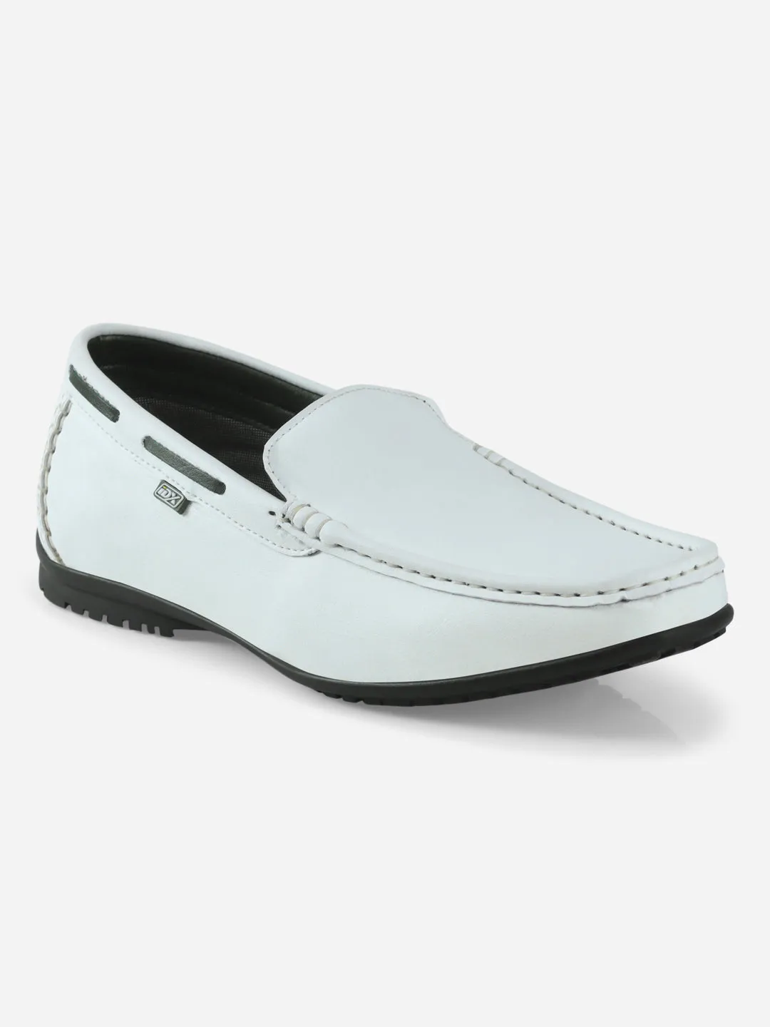 Men's White Moc Toe Casual Loafer (IX1014)