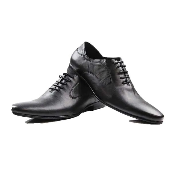 Mens Zasel Joe Black Leather Lace Up Shoes