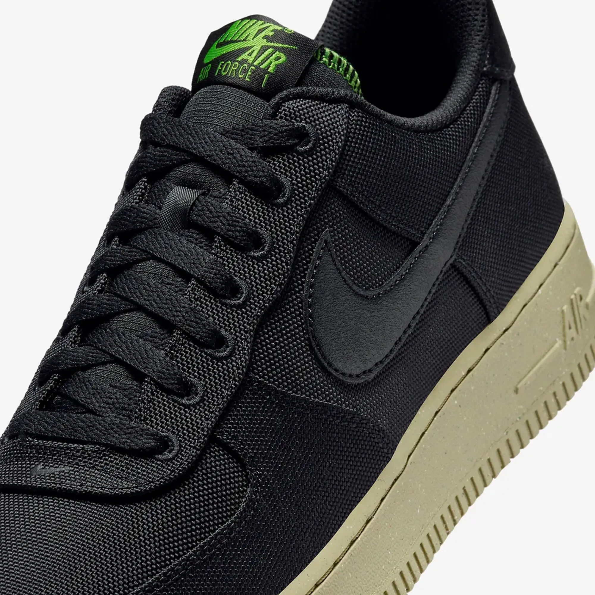 Nike | AIR FORCE 1 '07 LV8 { BLACK/BLACK-NEUTRAL OLIVE-CHLOROPHYLL