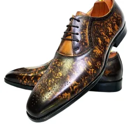 Purple Yellow Abstract Brogue Shoes