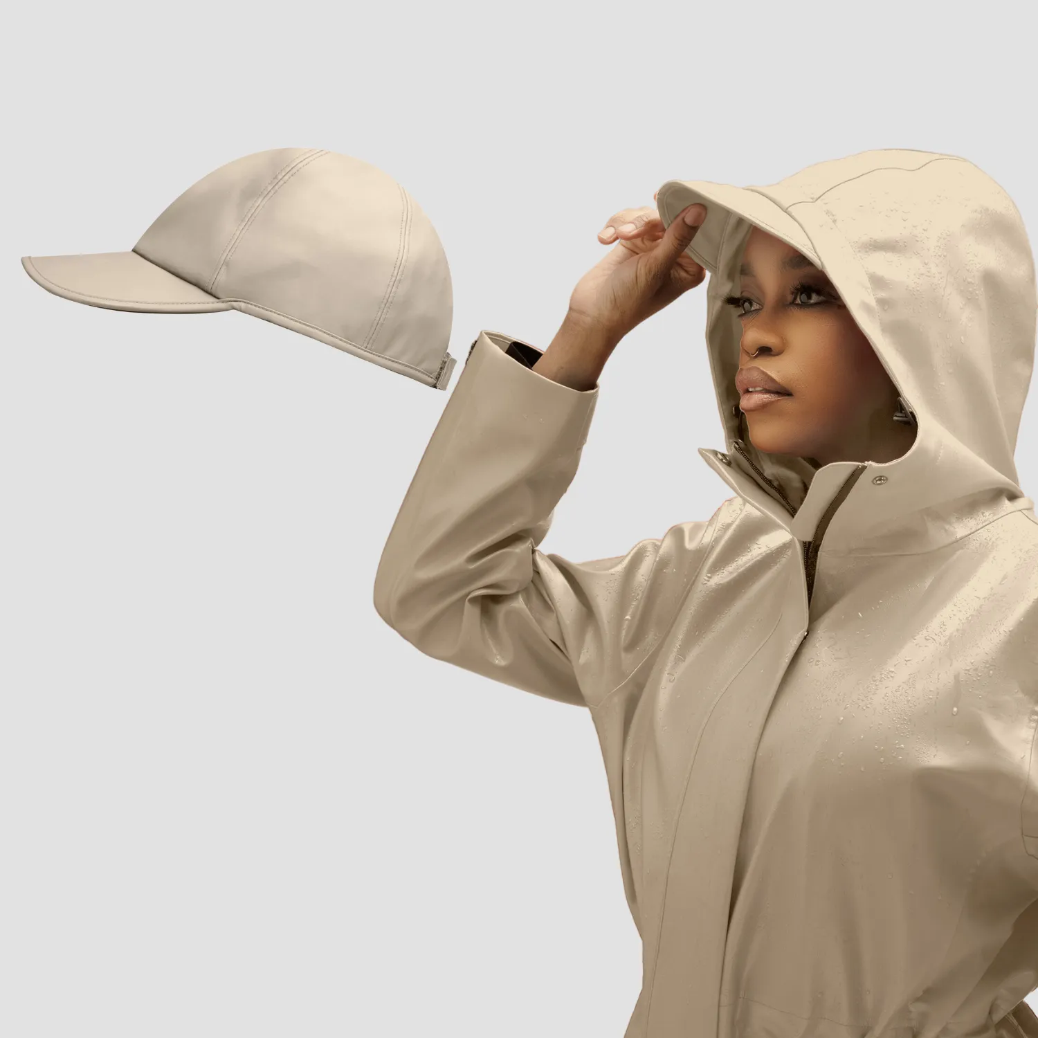 Rain Jacket   All-Weather Essentials Matching Hat: Baseball Cap, Sou'wester, & Matte Bucket Hat