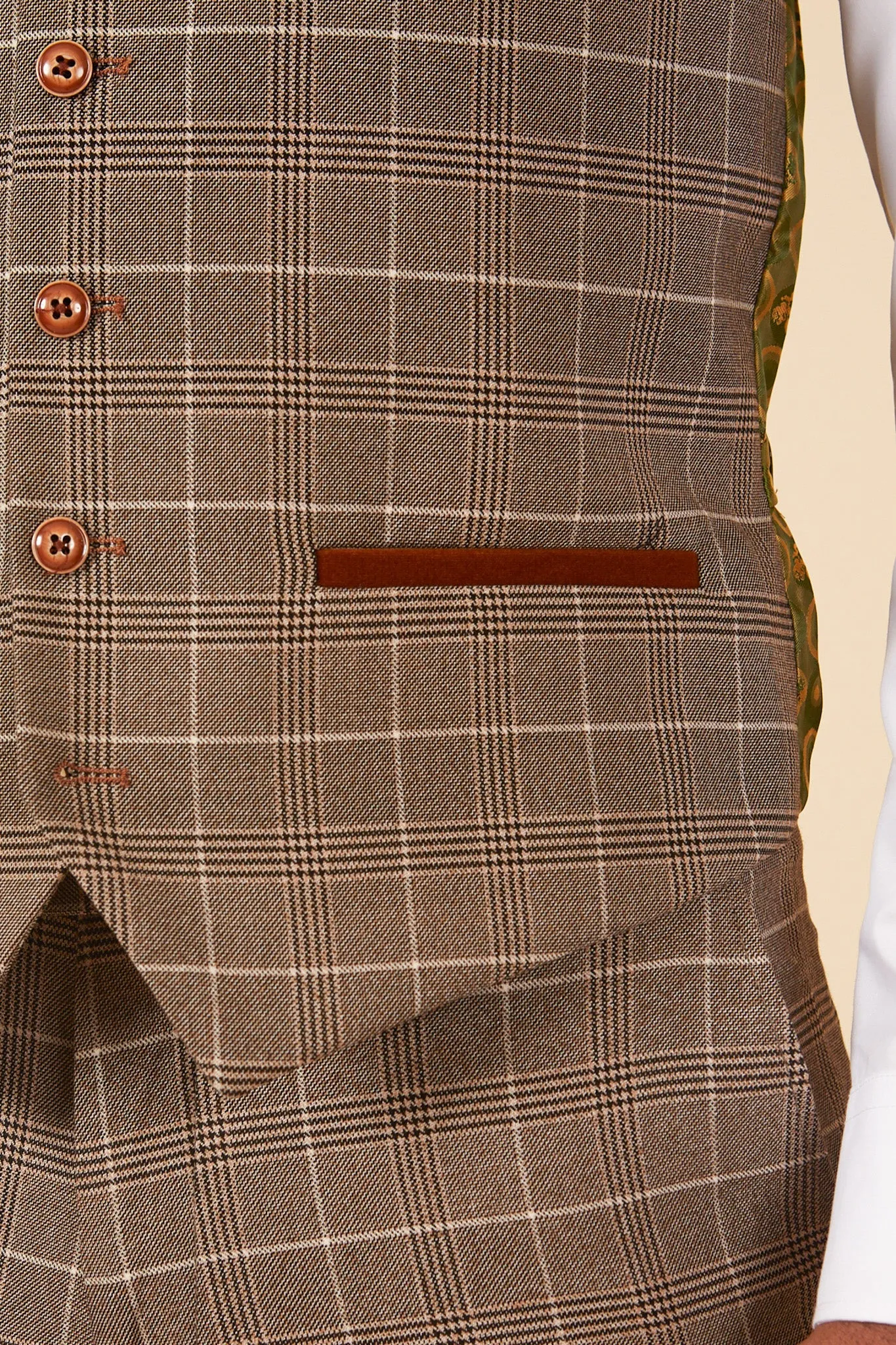 RAY - Tan Check Three Piece Suit