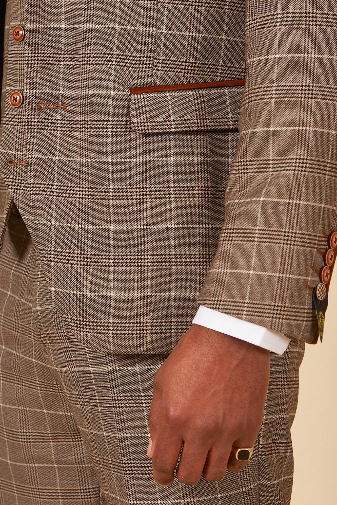 RAY - Tan Check Two Piece Suit