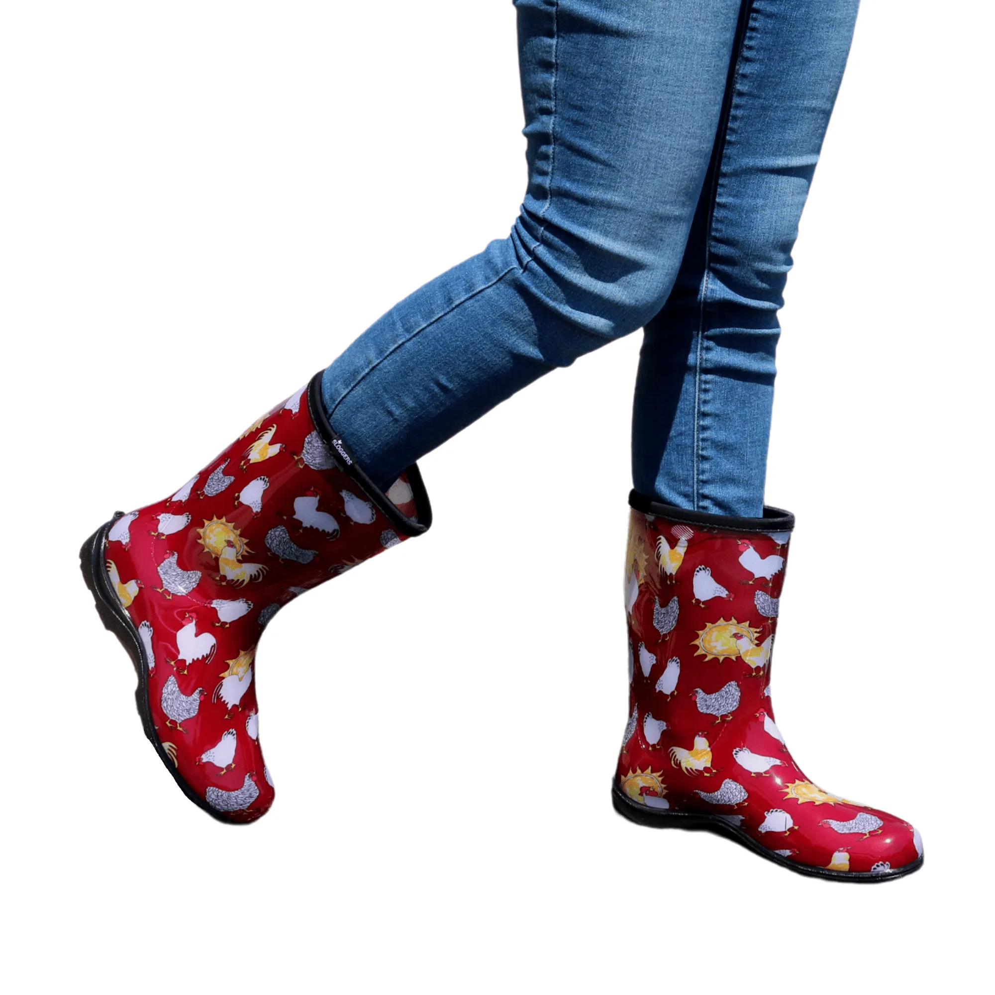 Sloggers Women's Chicken Print Rain and Garden Boots