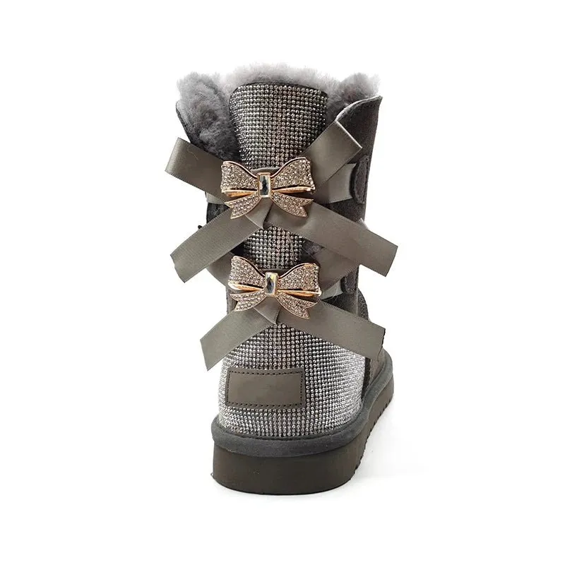 stylish winter boots for women in stock Sparkle with bow with jewel winter   boots