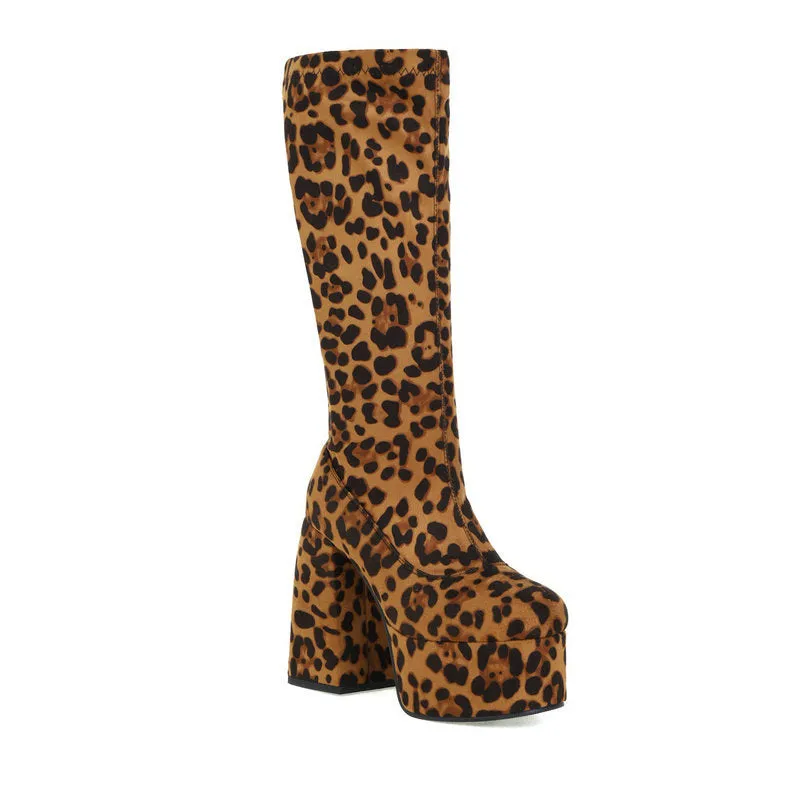 Toleet Leopard Print High Boots