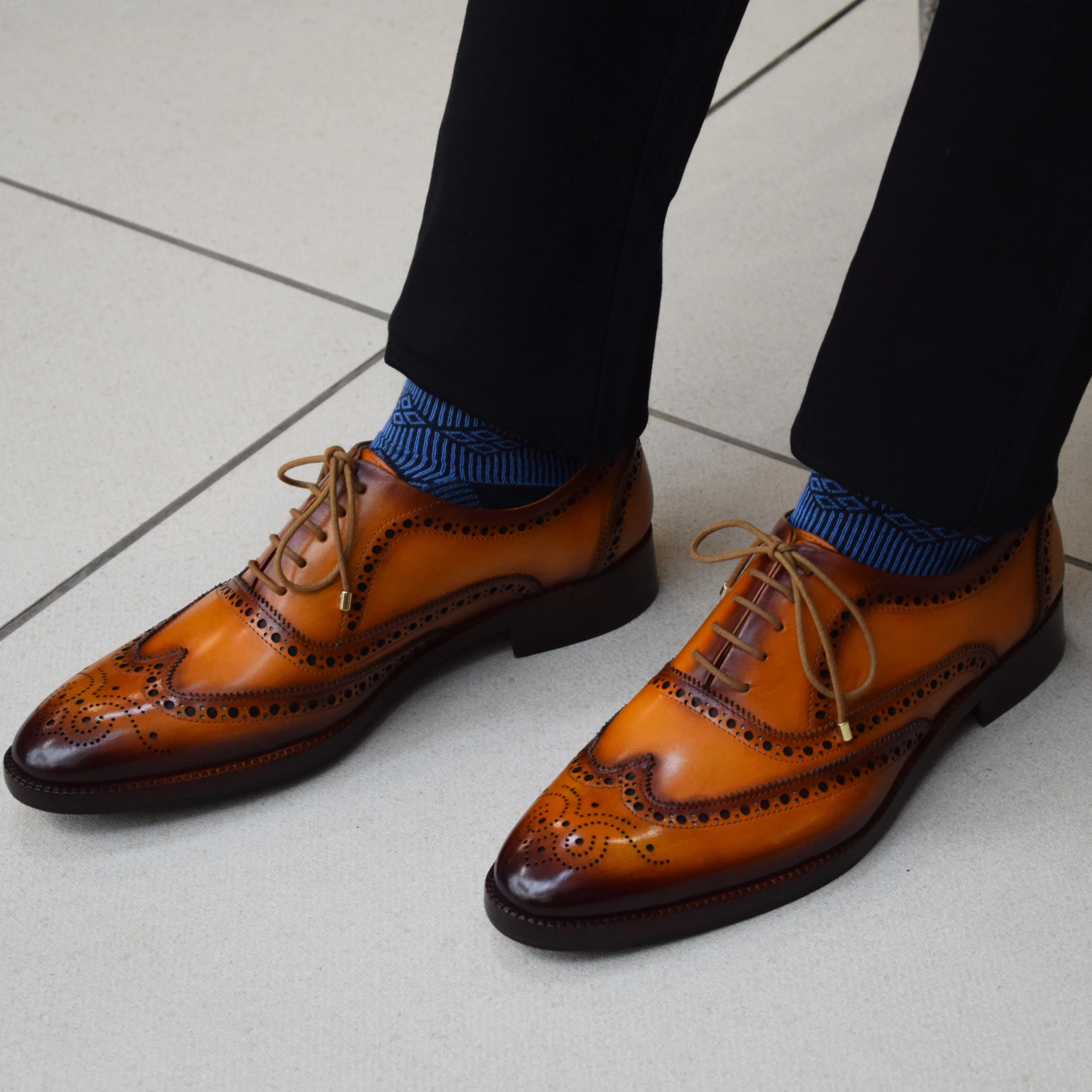 Wingtip Brogue Oxford- Tan