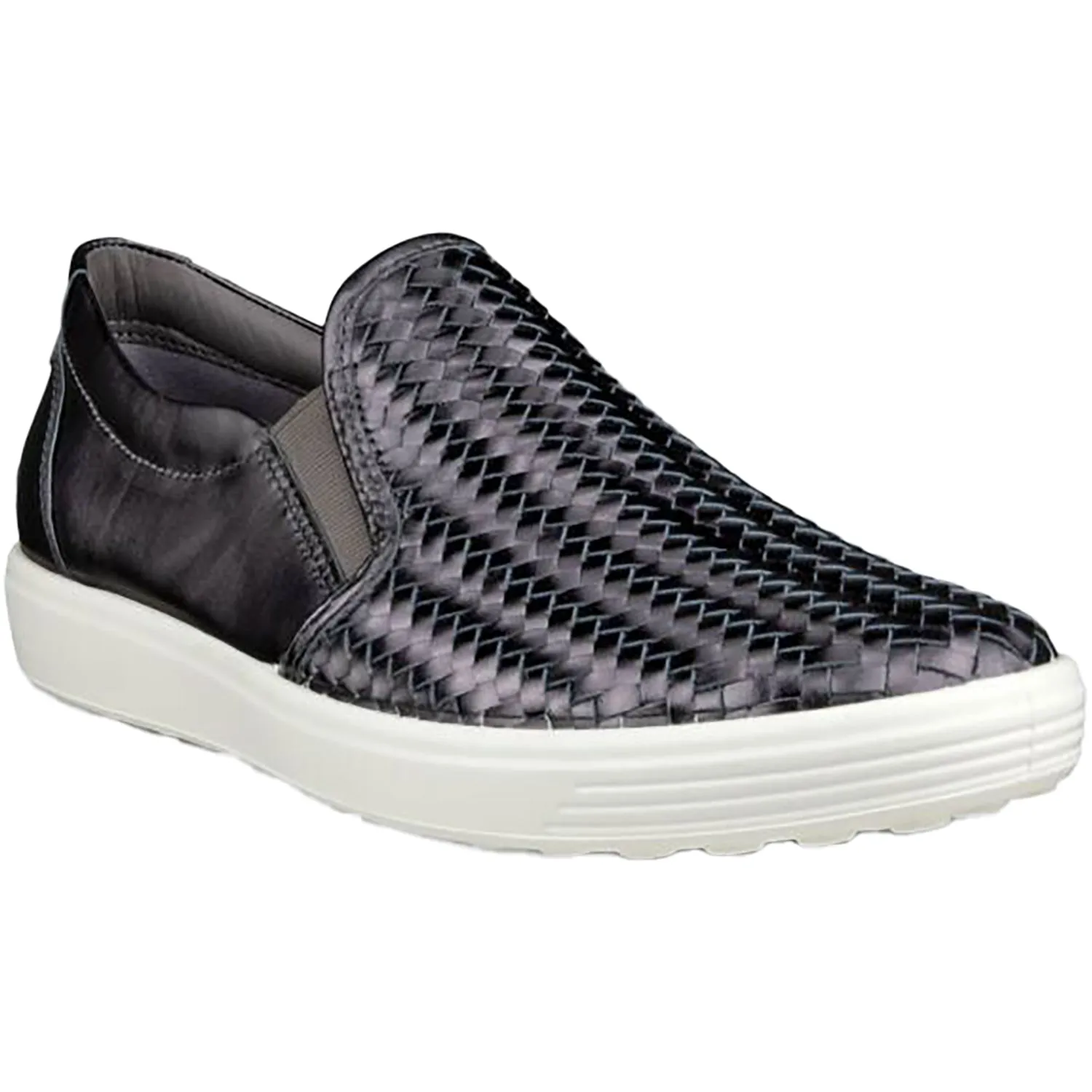 Women's Ecco Soft 7 Woven Slip On 2.0 Silver Heavy Leather